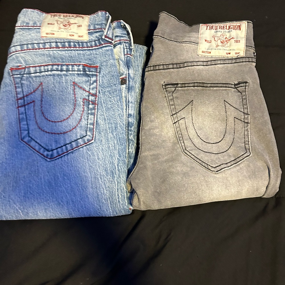 Selling two size 30 true religion jeans one blue one dark gray